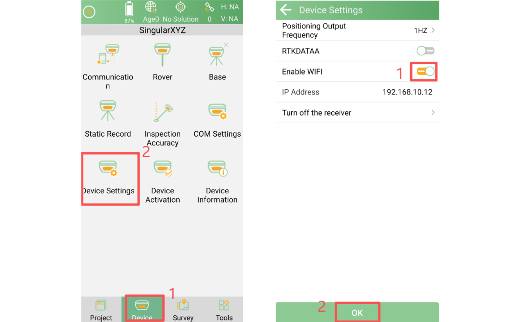 A vevő Wi-Fi-jének engedélyezése a SingularPad Device Settings felületén