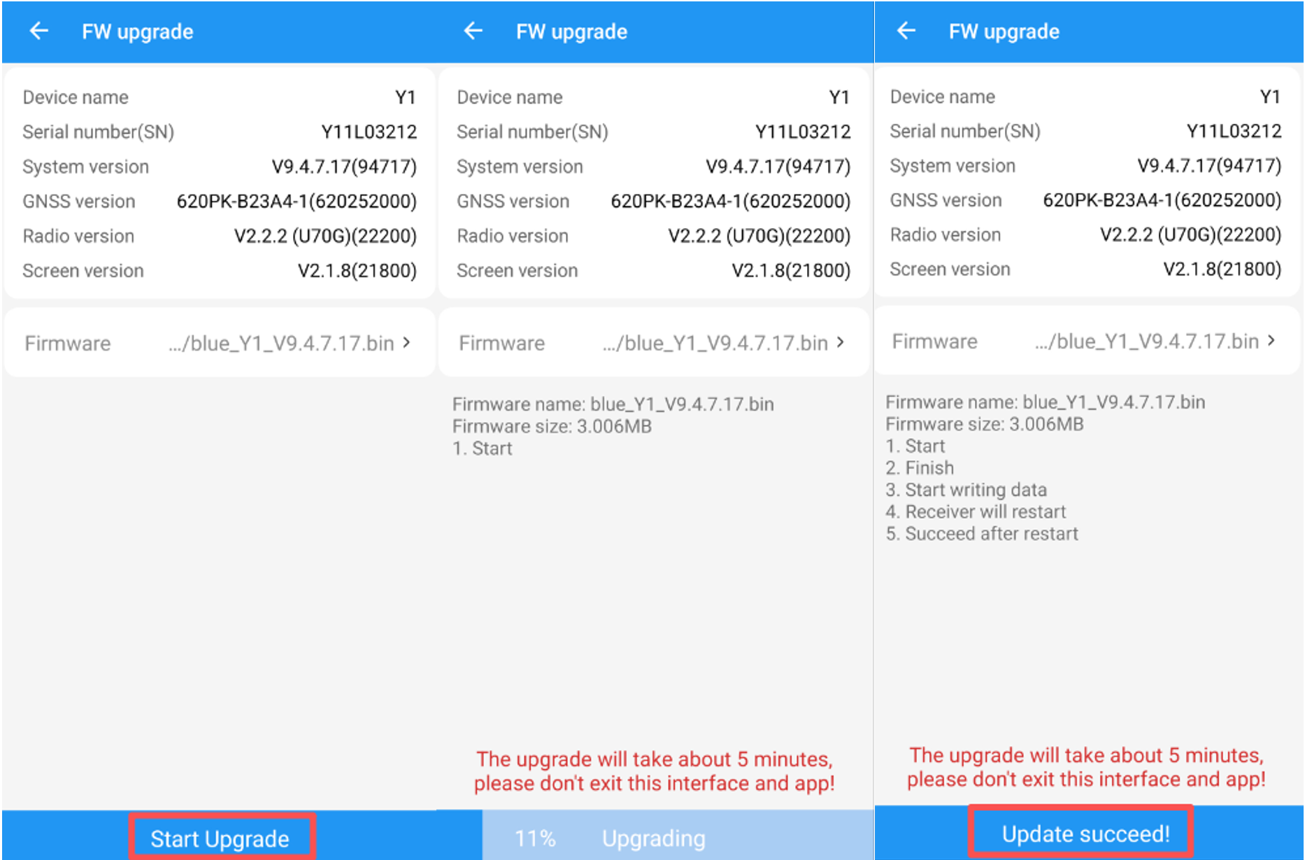 A vevő firmware-frissítése az indítástól a sikeres befejezésig