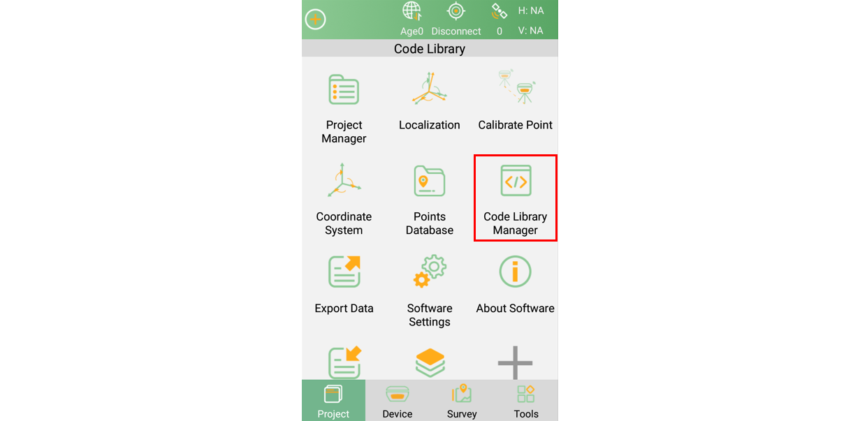 A Code Library Manager megnyitása a SingularPadben