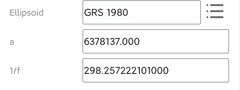 GRS 1980 ellipszoidparaméterek a koordinátarendszer-beállításokban