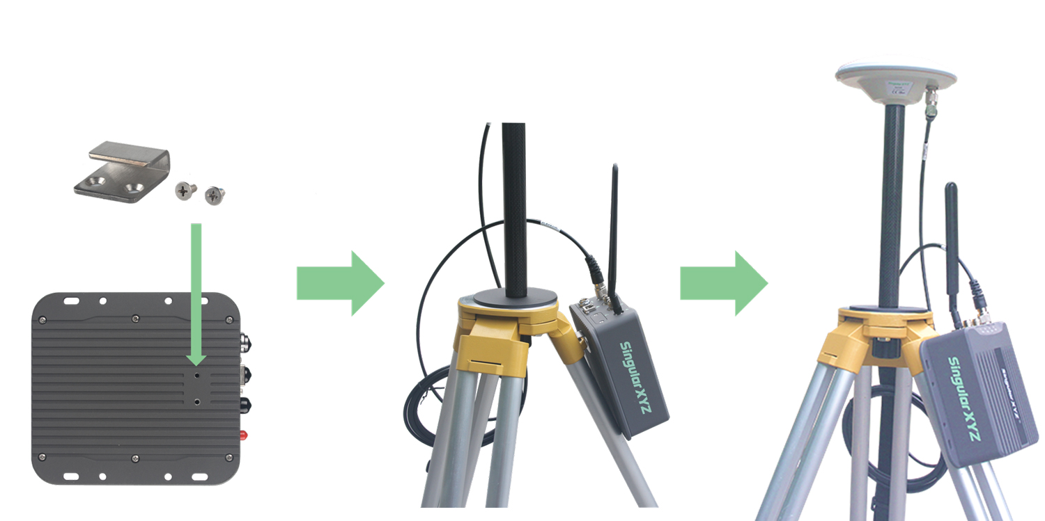 Az SV100 vevő és GNSS-antenna állványra szerelése