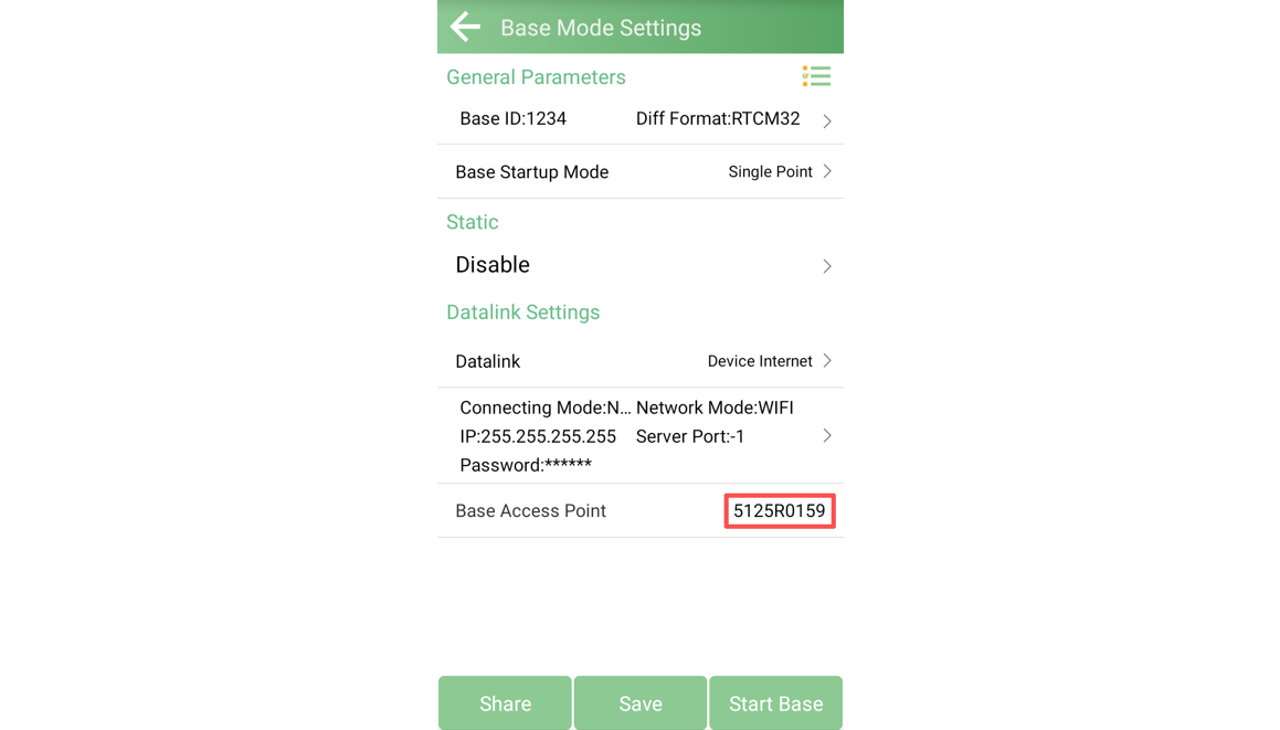 A Z1 Base Access Point azonosítója a SingularPadben