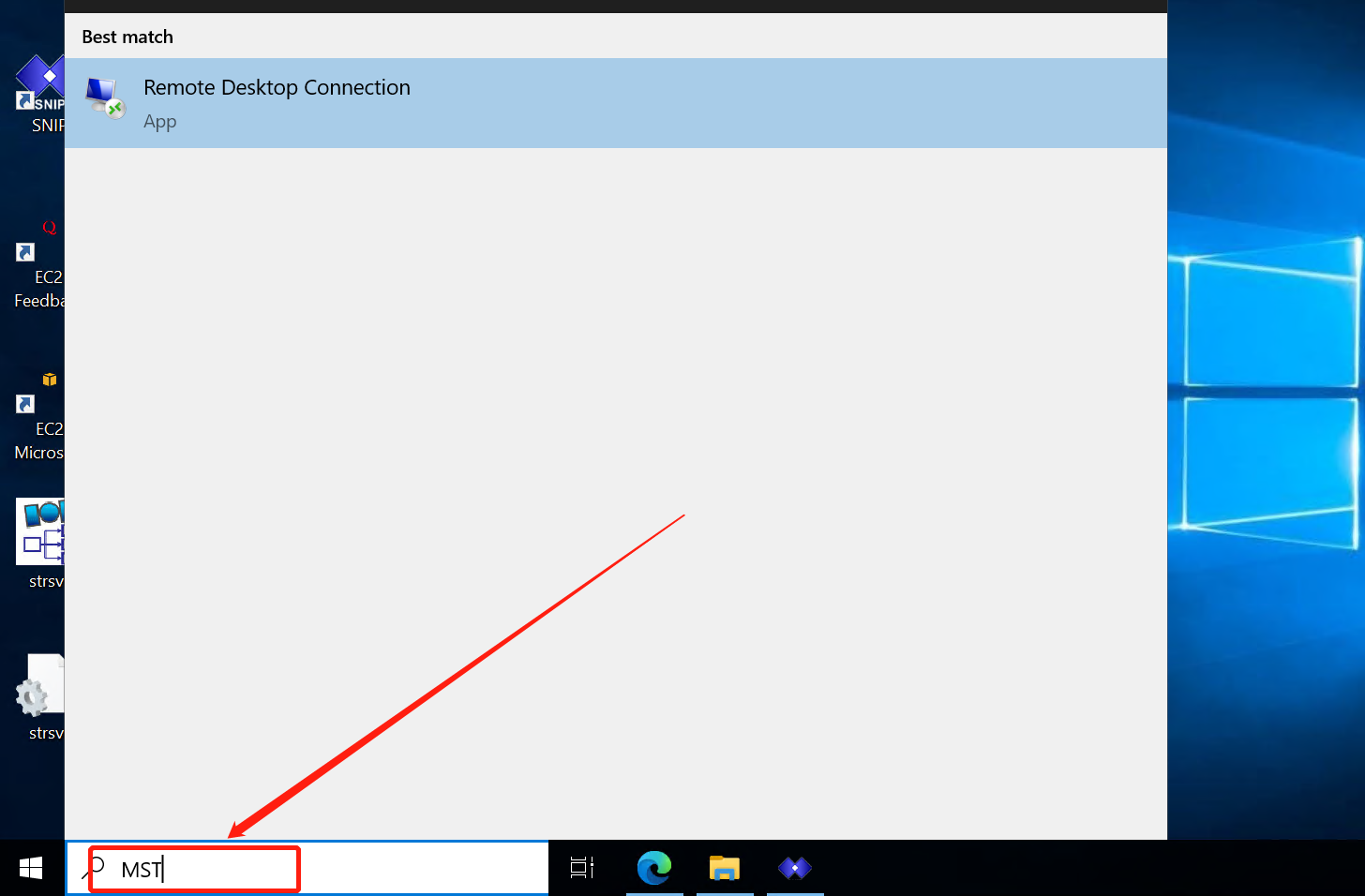 A Távoli asztali kapcsolat keresése a Windowsban
