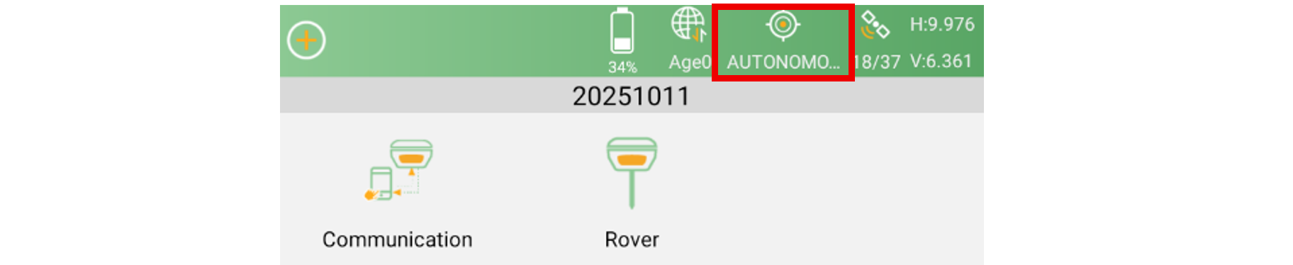 Az AUTONOMOUS állapot jelölése a SingularPadben