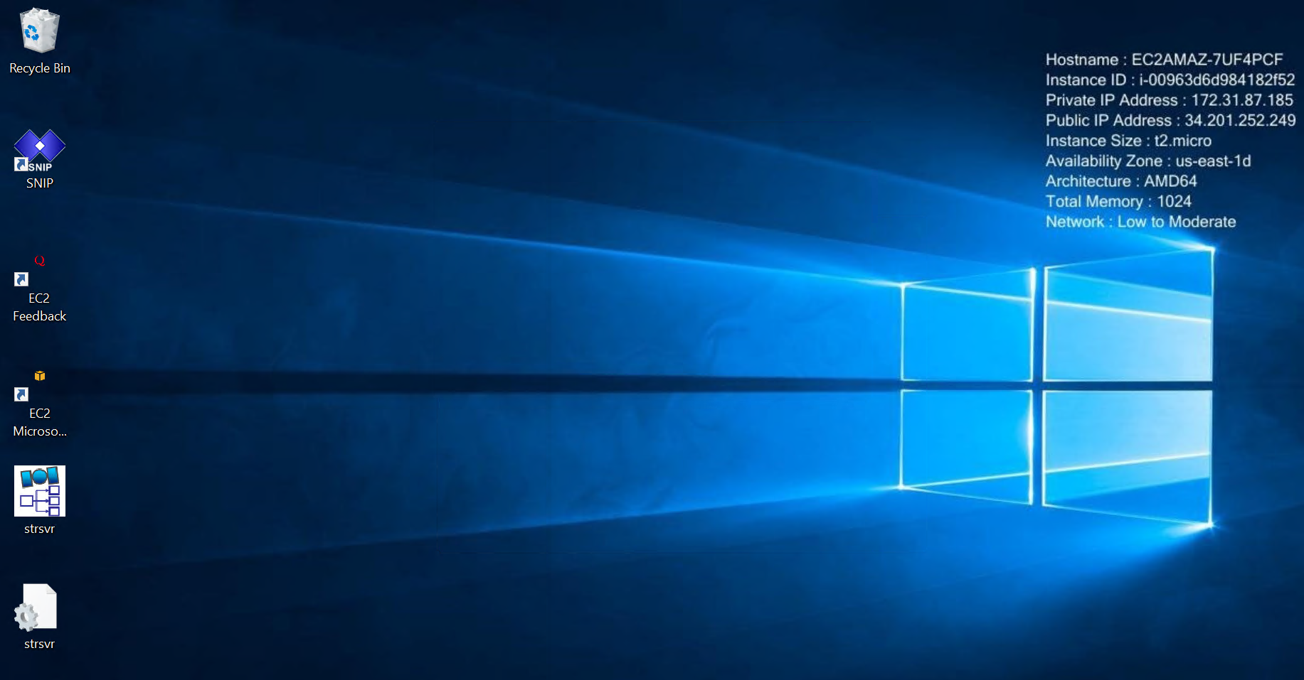Csatlakoztatott Windows-asztal a példány hálózati adataival
