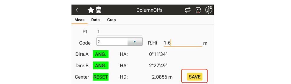 Saving the calculated ColumnOffs center measurement